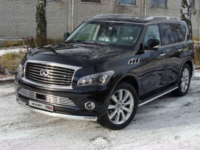 Защита передняя овальная 75х42 мм ТСС для Infiniti QX56 2010-2013